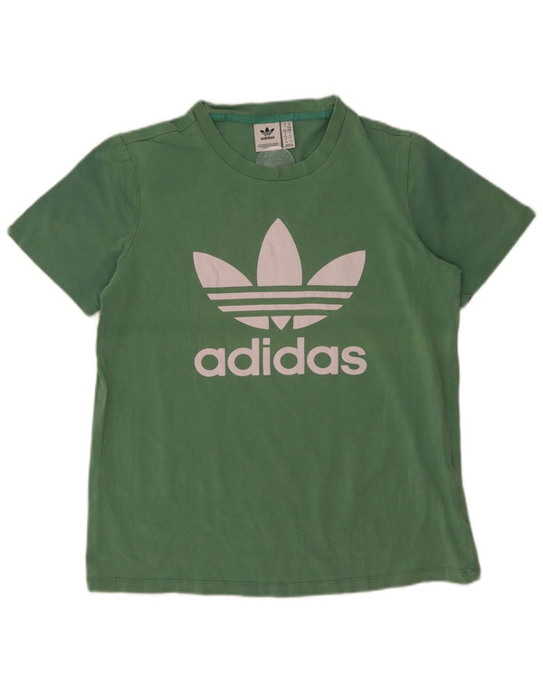Adidas Womens Graphic T-Shirt Top UK 14 Médio Algodão Verde