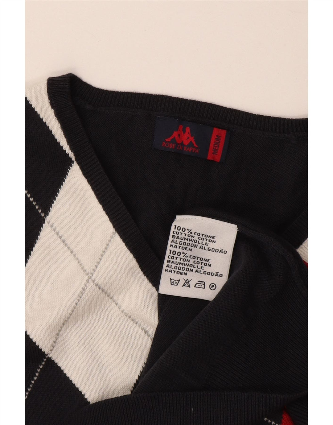 Kappa Mens Vest Tank Top UK 14 Médio Azul Marinho Argyle/Diamante Algodão