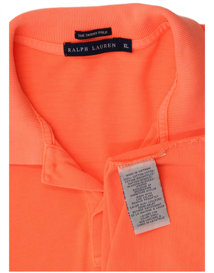 Polo skinny feminino RALPH LAUREN Reino Unido 18 XL algodão laranja