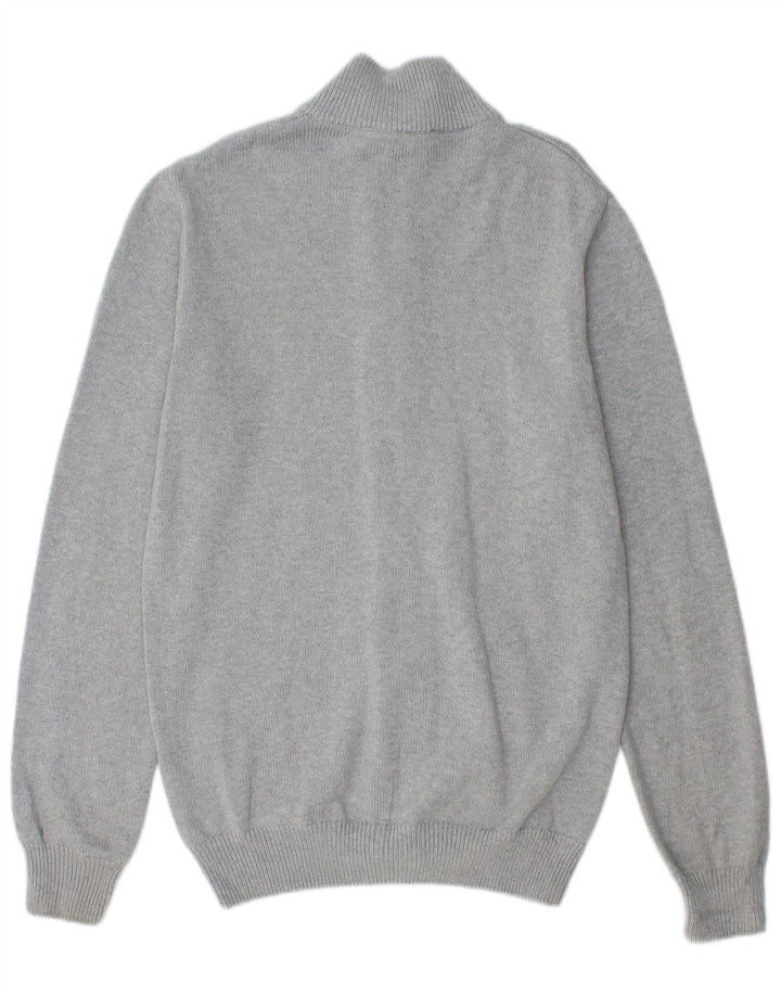 CREW CLOTHING Suéter cardigã masculino algodão cinza médio