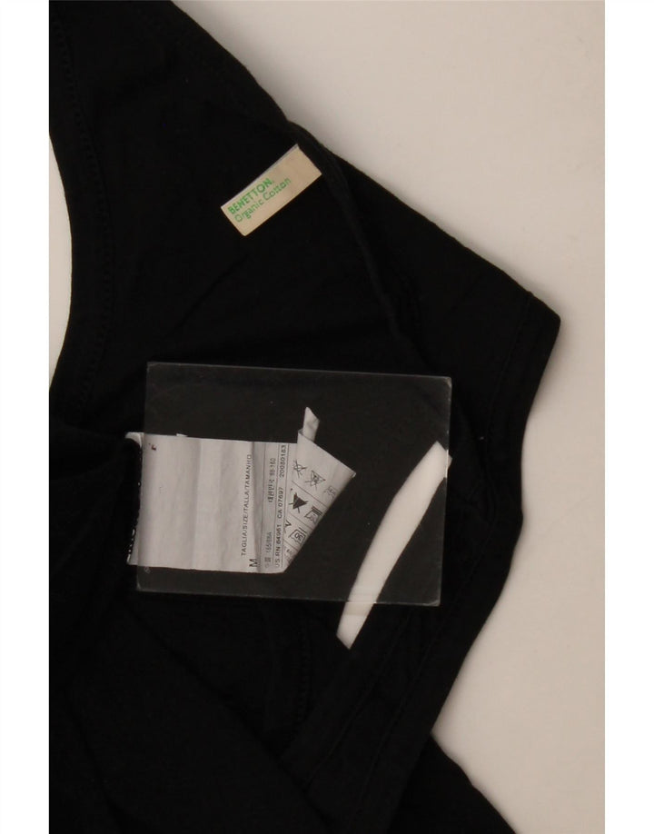 Top colete feminino Benetton UK 12 algodão preto médio