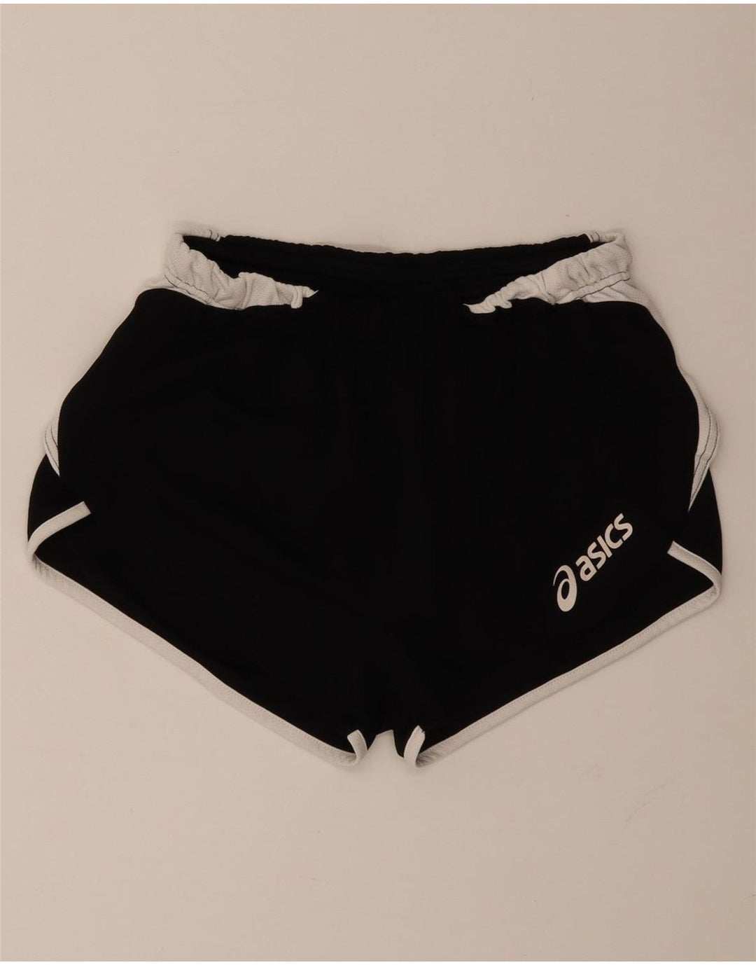 Shorts esportivos femininos Asics UK 10 pequeno poliéster colorblock preto