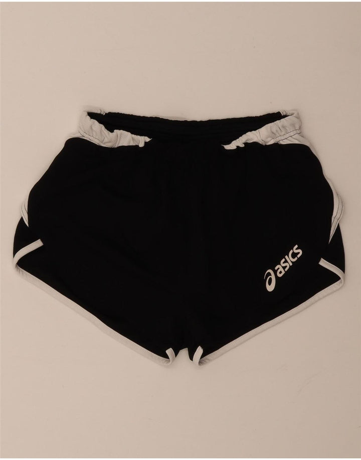 Shorts esportivos femininos Asics UK 10 pequeno poliéster colorblock preto