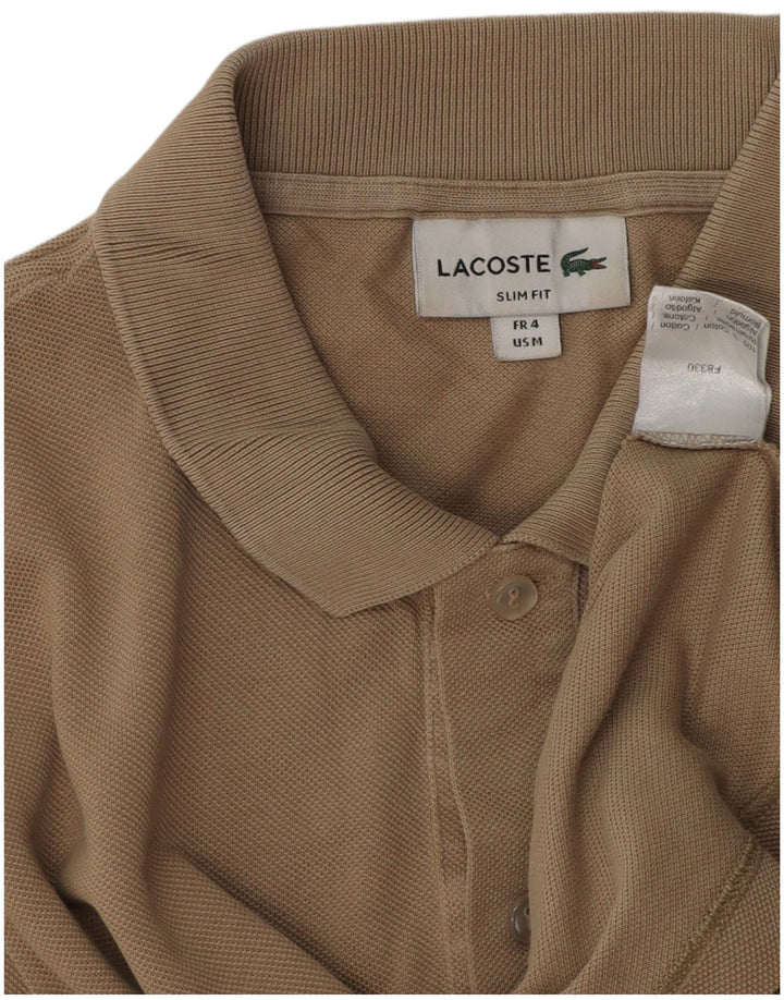 Camisa polo masculina Lacoste Slim Fit tamanho 4 médio algodão marrom