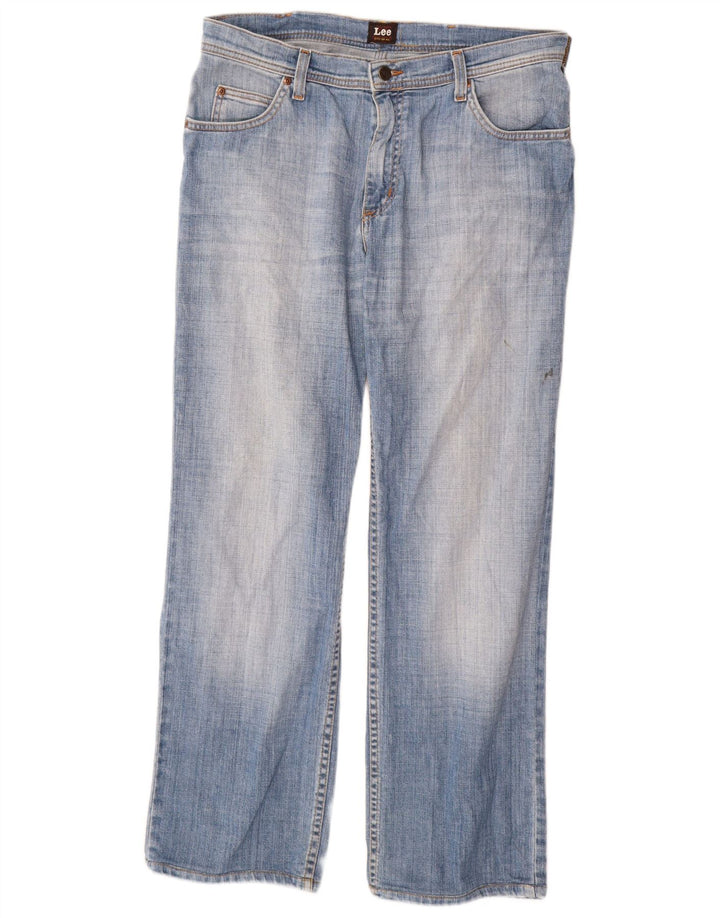 Lee Mens Brooklyn Straight Jeans W34 L34 Azul Algodão