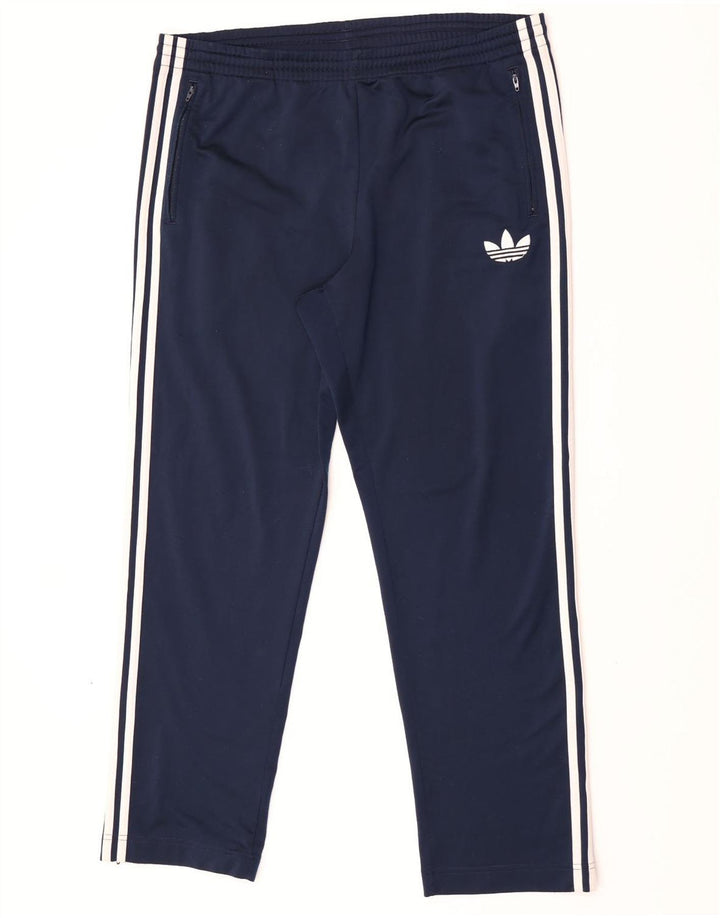 Calça de treino masculina Adidas grande poliéster azul marinho