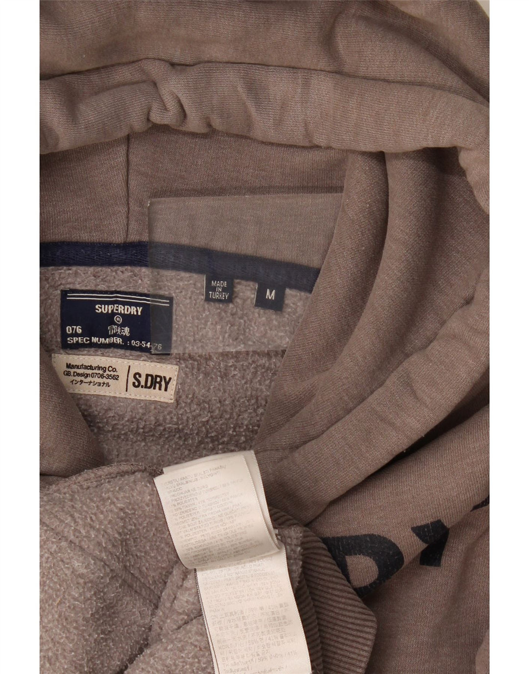 Suéter Superdry masculino com capuz gráfico cinza médio algodão
