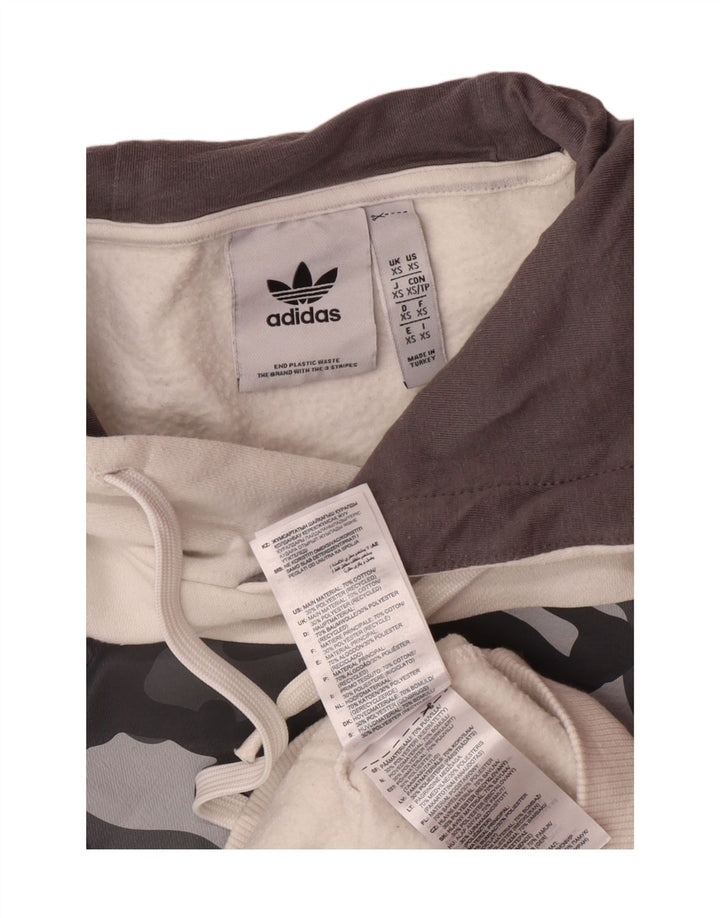 ADIDAS Mens Graphic Hoodie Jumper XS Algodão Branco