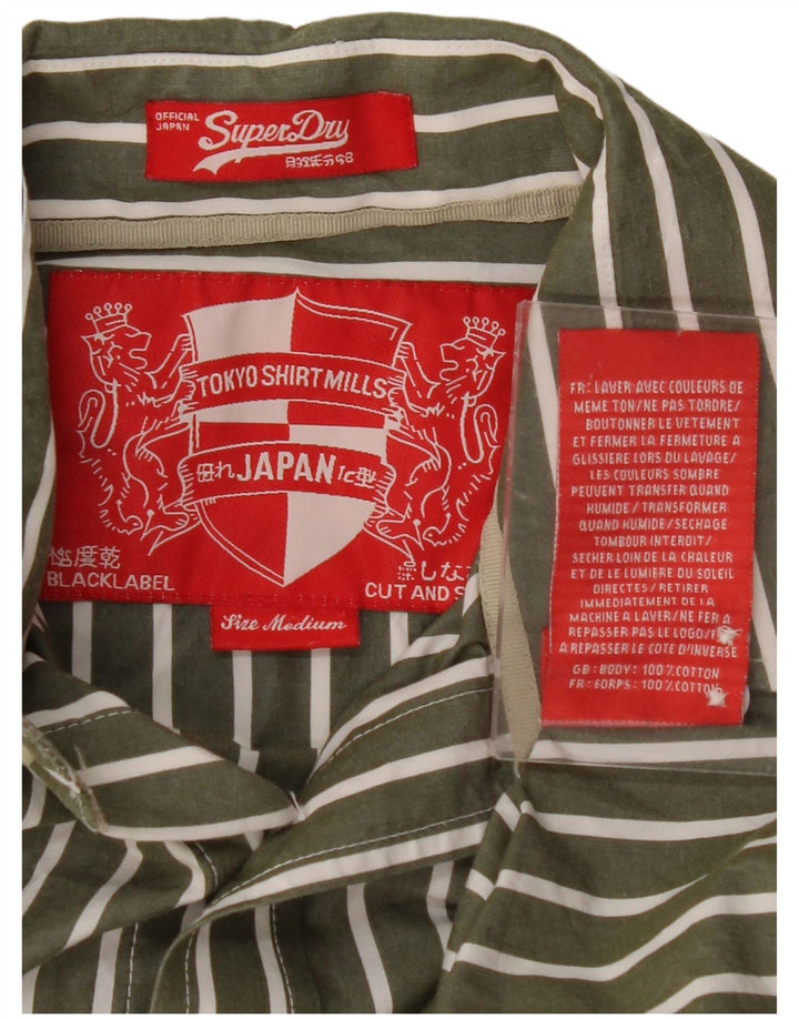 Camisa masculina SUPERDRY de algodão listrado cáqui médio