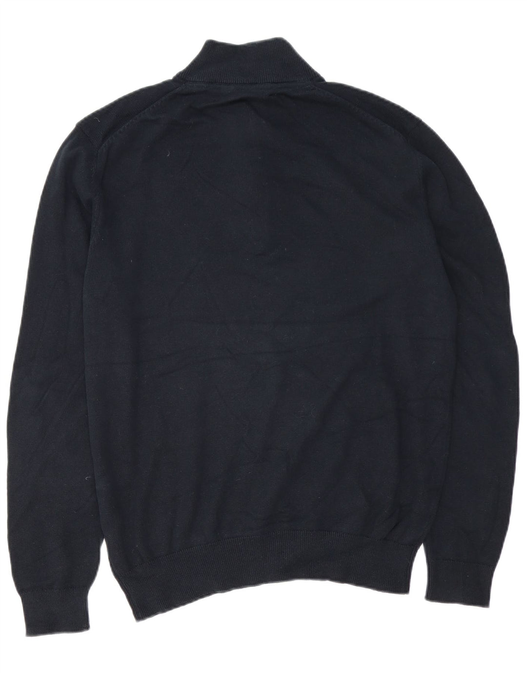 Suéter masculino Crew Clothing com zíper e gola alta de algodão azul marinho