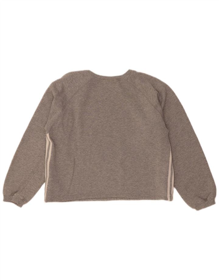 Adidas Womens Sweatshirt Jumper UK 14 Médio Cinza Algodão