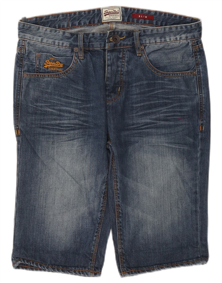 Shorts jeans masculinos Superdry Slim W30 algodão azul médio