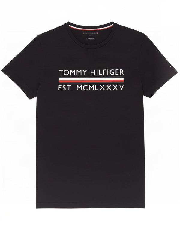 Tommy Hilfiger Camiseta masculina gráfica top pequeno algodão azul marinho