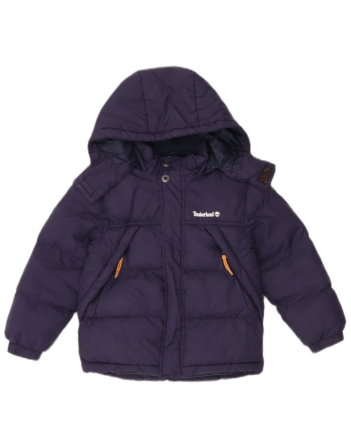 Casaco acolchoado com capuz Timberland menino 5-6 anos azul marinho poliamida