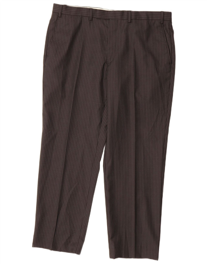 Calça masculina de terno reto MARKS & SPENCER W38 L29 cinza risca de giz lã