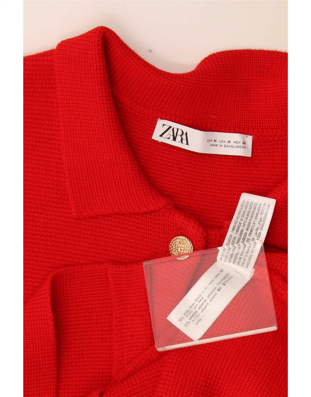 Suéter cardigã feminino Zara Reino Unido 14 viscose vermelha média
