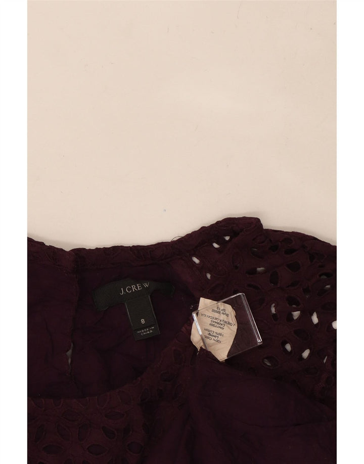J. CREW blusa feminina top US 8 algodão floral roxo médio