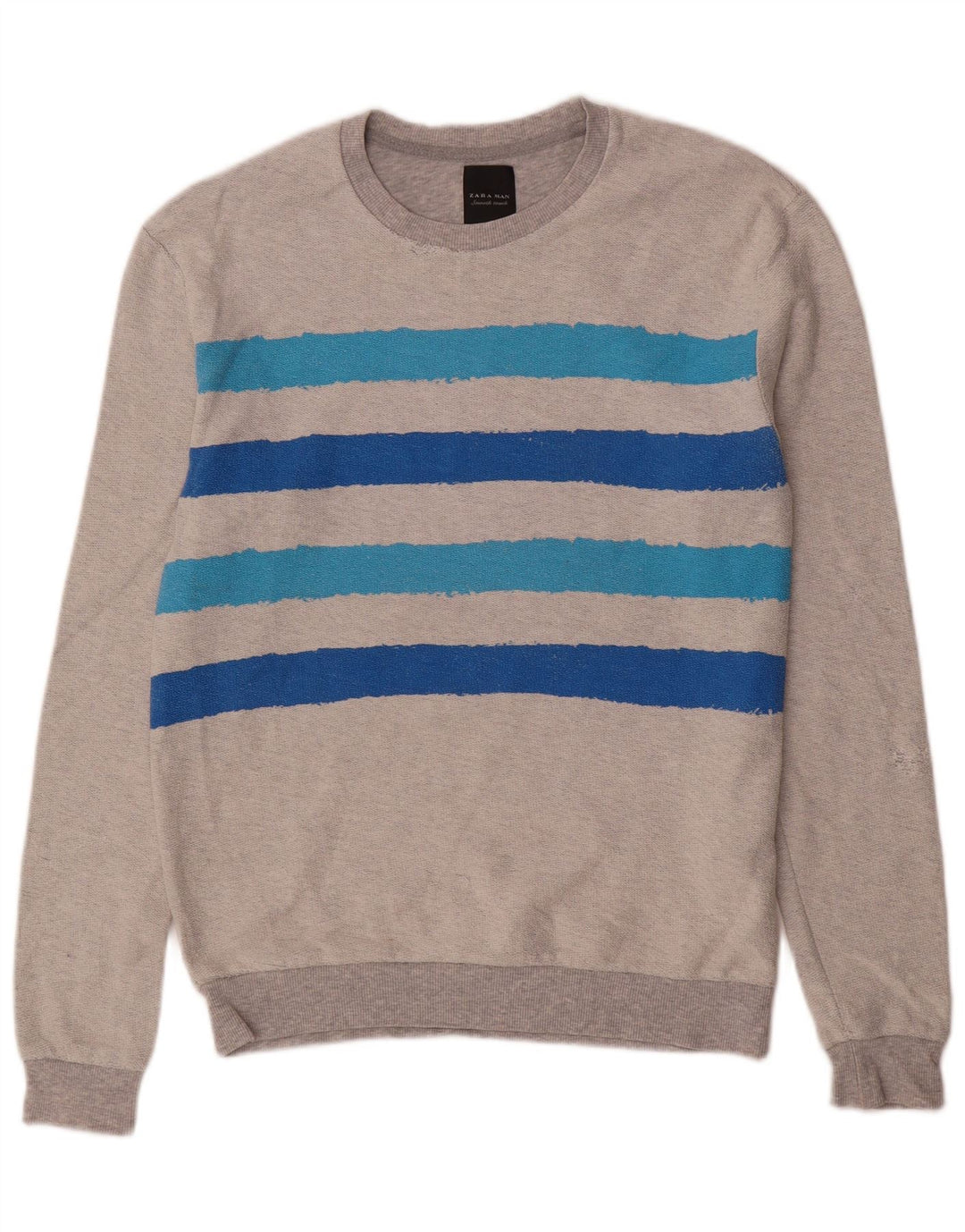 Zara Moletom Masculino Jumper Médio Cinza Listrado