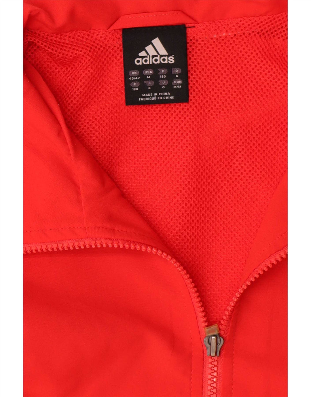 Adidas Mens Tracksuit Top Jacket UK 40/42 Poliéster Vermelho Médio