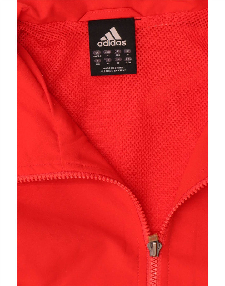 Adidas Mens Tracksuit Top Jacket UK 40/42 Poliéster Vermelho Médio