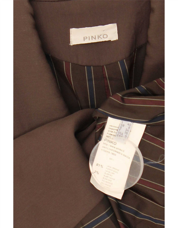 Jaqueta blazer feminina Pinko com 1 botão Reino Unido 8 pequena lã marrom