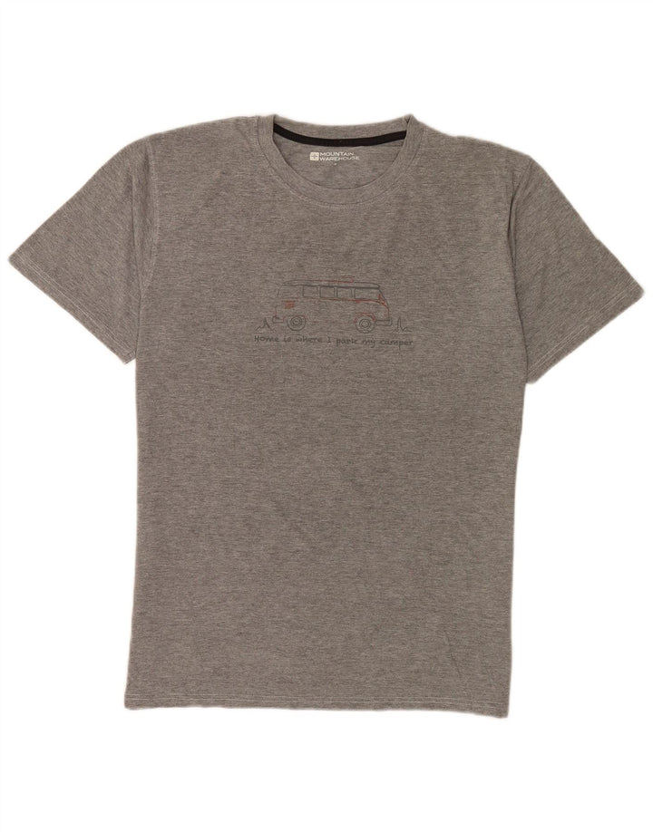 Camiseta masculina gráfica Mountain Warehouse algodão manchado cinza médio