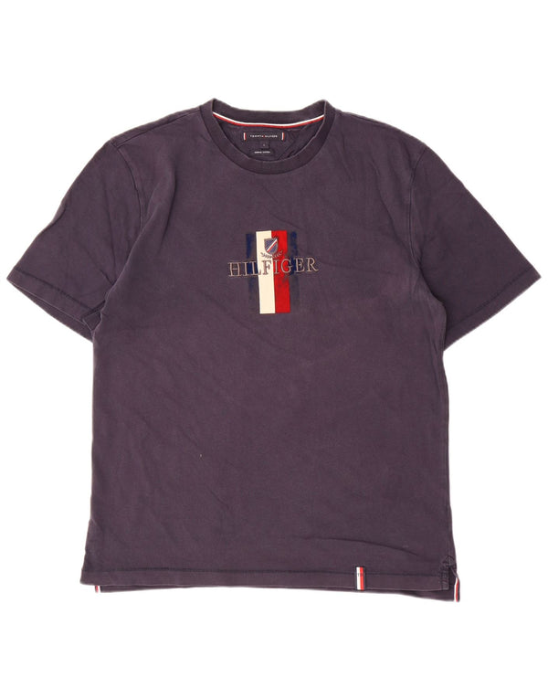 Tommy Hilfiger Camiseta masculina gráfica grande algodão colorblock azul marinho