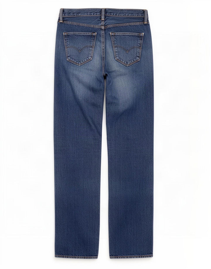 Calça jeans reta masculina Levi's desgastada W34 L34 azul algodão