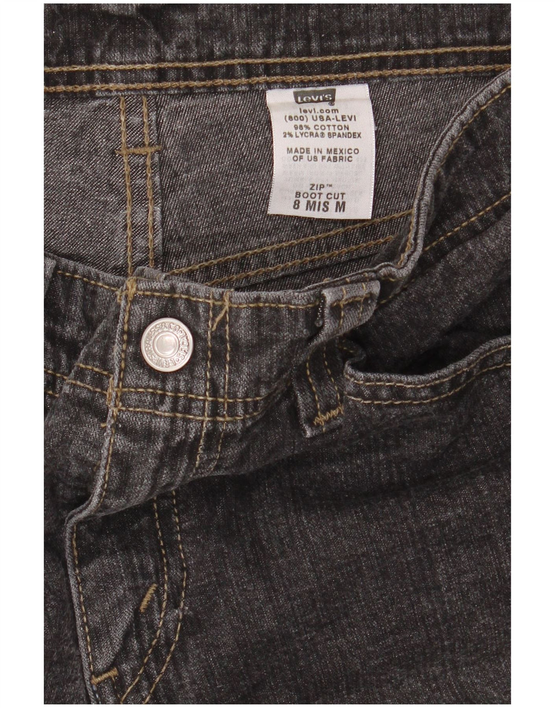 Jeans feminino Bootcut Levi's US 8 médio W32 L32 algodão preto