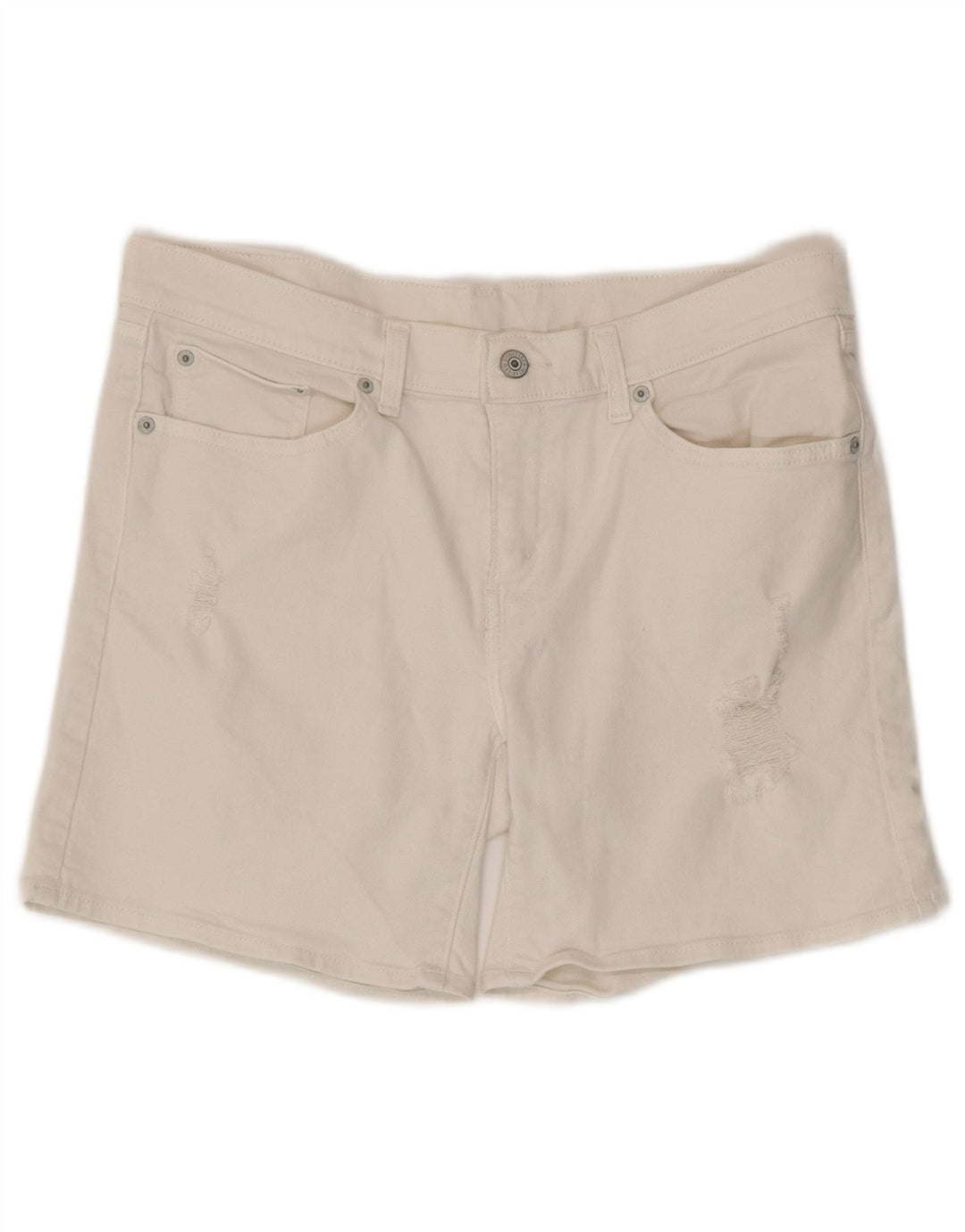 Shorts jeans femininos desgastados LEVI'S W31 grande algodão branco