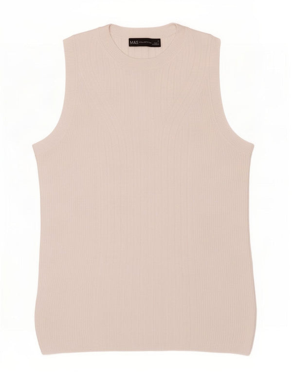 Colete feminino Marks & Spencer UK 12 viscose branca média