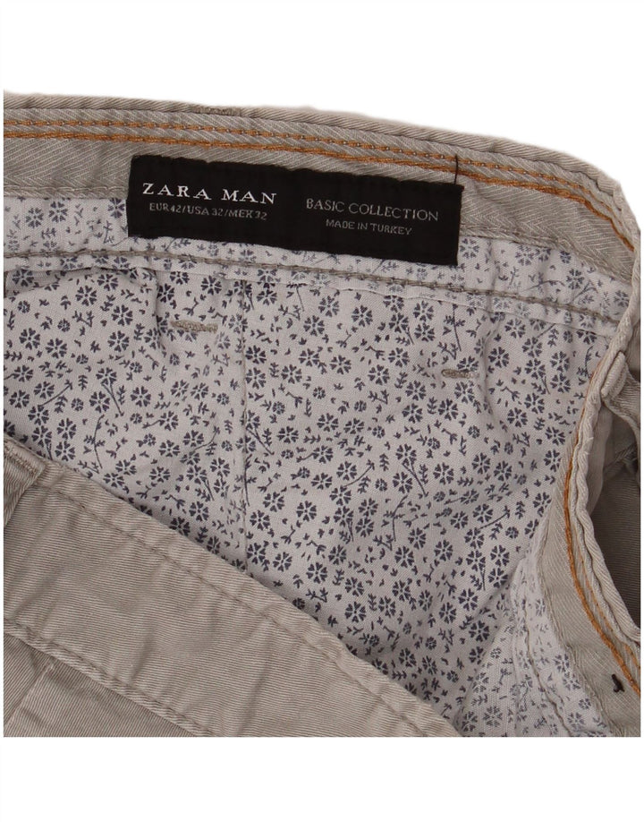 Zara Mens Chino Shorts EU 42 Grande W32 Cinza