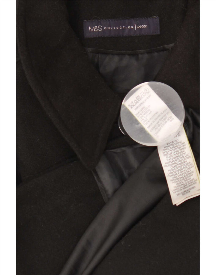 Sobretudo feminino Marks & Spencer Regular Fit UK 10 pequeno poliéster preto