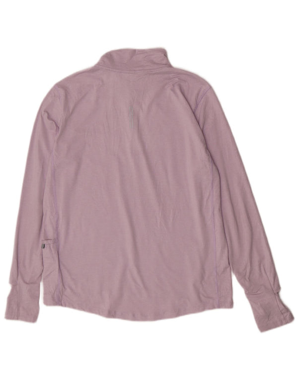 Top de corrida feminino Nike com zíper e manga comprida UK 14 médio roxo esportivo