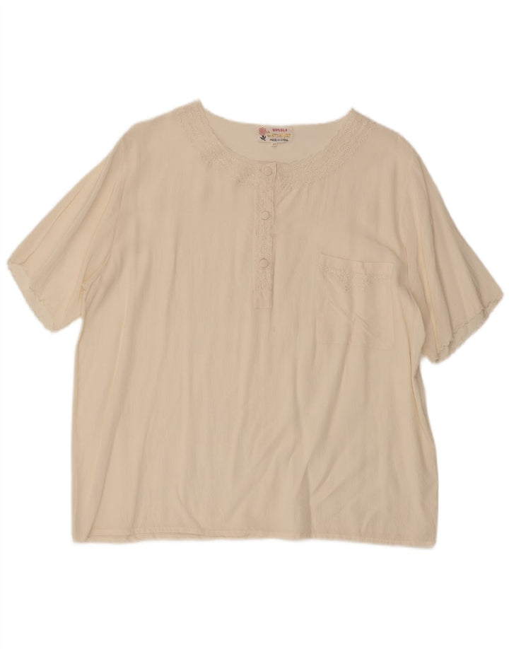 Blusa feminina VINTAGE UK 16 grande seda branca