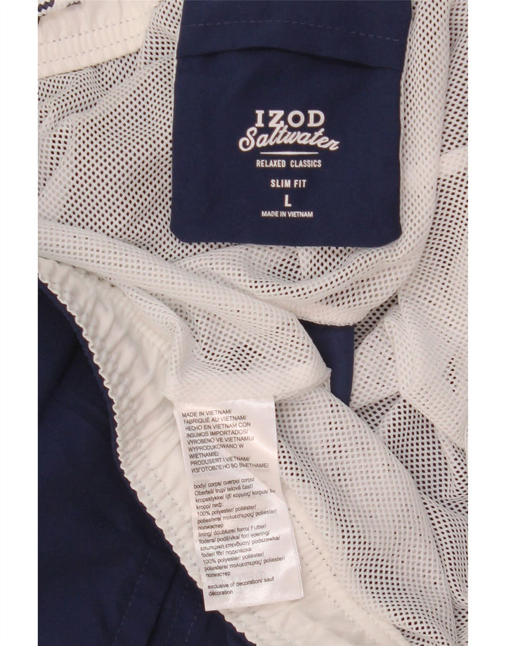 Izod Mens Slim Fit Shorts de natação grande poliéster azul marinho