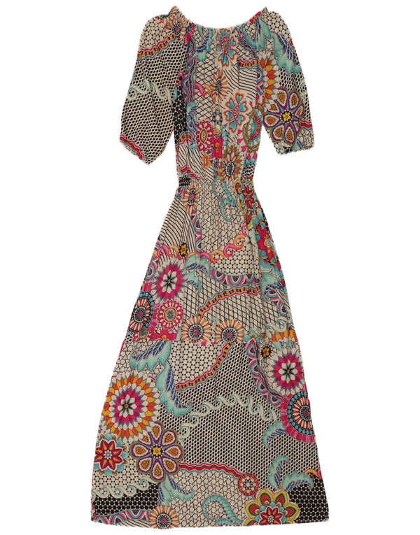 Desigual Vestido Maxi Feminino Manga 3/4 EU 40 Médio Multicolorido Floral