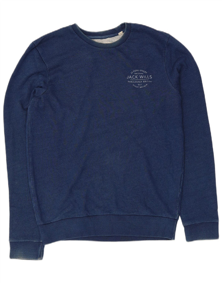 JACK WILLS moletom masculino jumper pequeno azul algodão