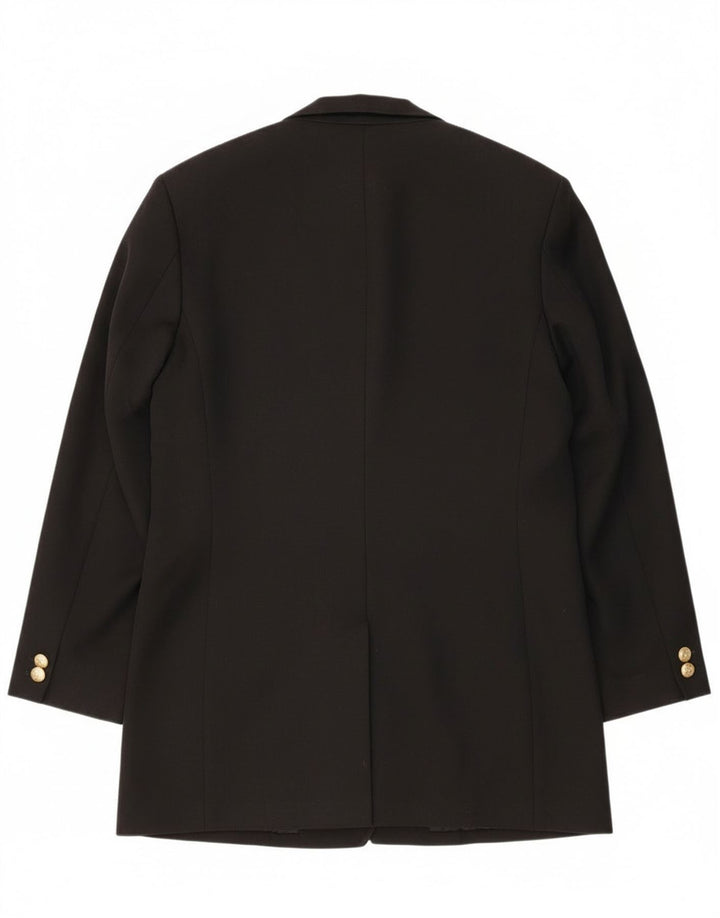 Jaqueta blazer feminina Marks & Spencer com peito duplo Reino Unido 14 grande lã preta