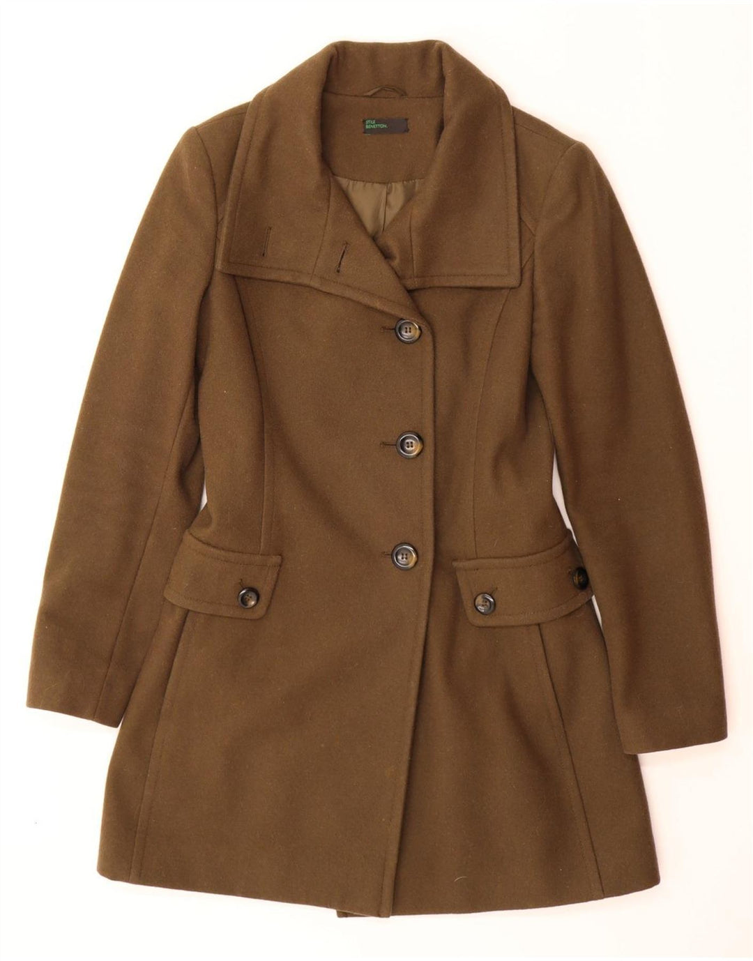 Sobretudo feminino BENETTON UK 8 pequeno lã marrom