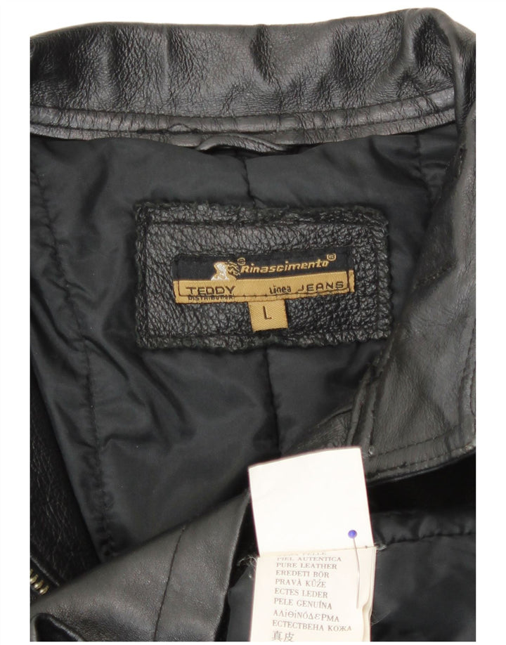 Jaqueta de couro feminina vintage Reino Unido 16 grande couro preto