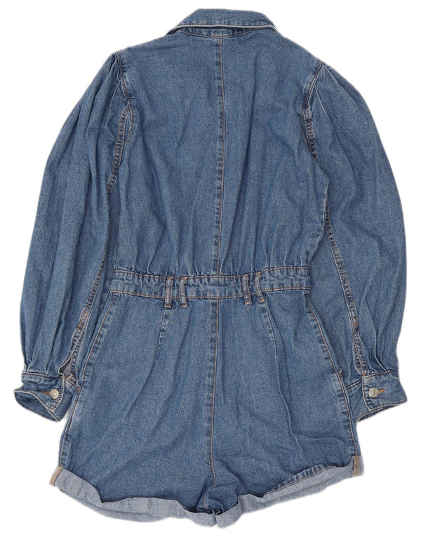 Zara Womens Denim Playsuit UK 4 XS Azul Algodão