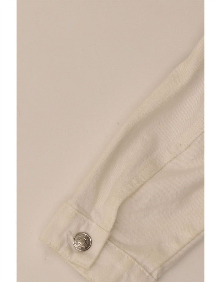 Jaqueta jeans masculina Zara Graphic UK 40 grande algodão branco