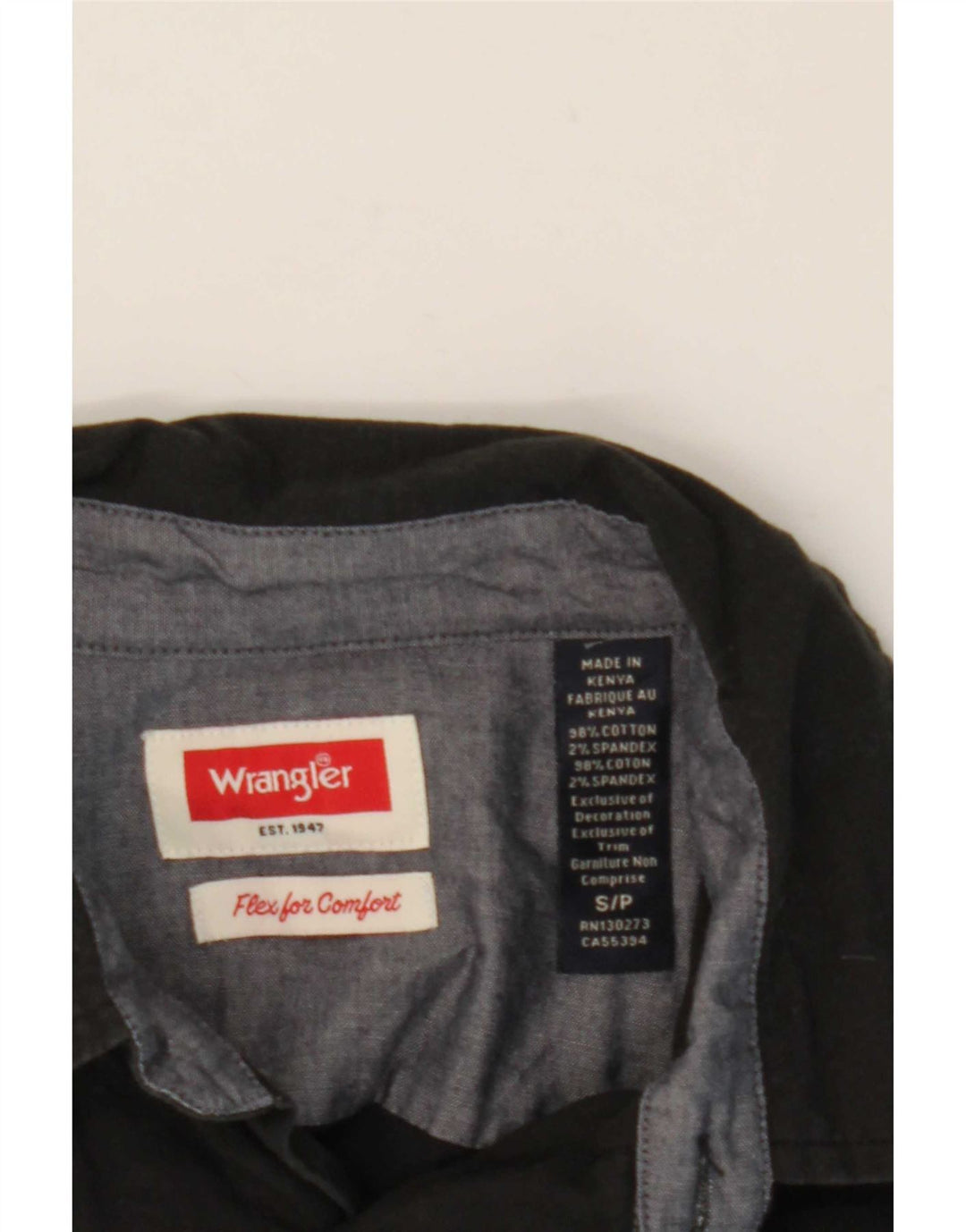 Wrangler Camisa masculina de manga curta pequena de algodão preto