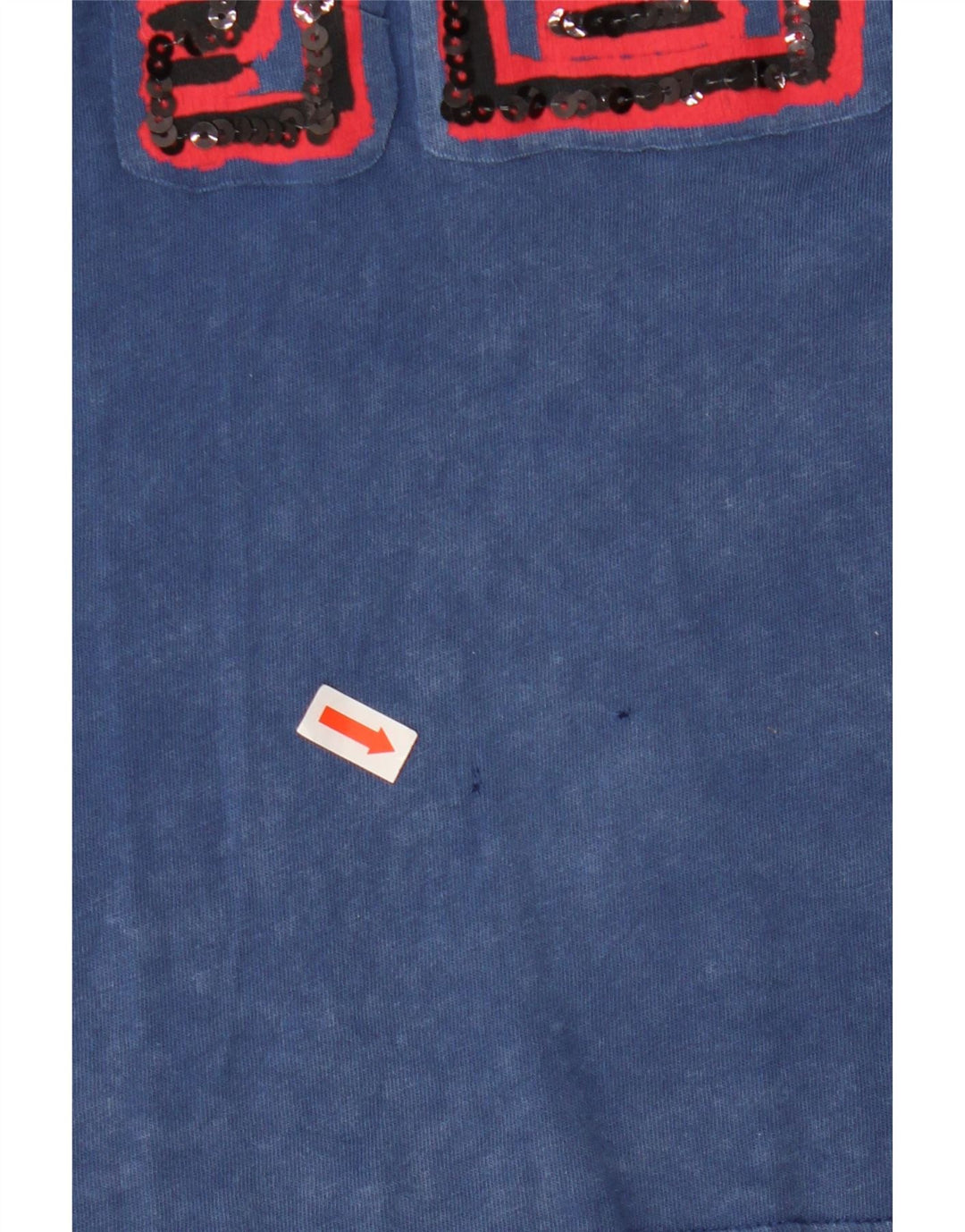 Desigual Camiseta feminina gráfica Top UK 10 algodão azul pequeno