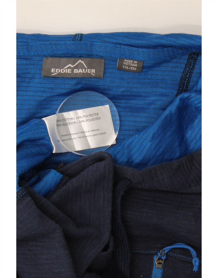 EDDIE BAUER Mens Zip Hoodie Sweater 2XL Navy Blue Cotton Vintage Eddie Bauer and Second-Hand Eddie Bauer from Messina Hembry 