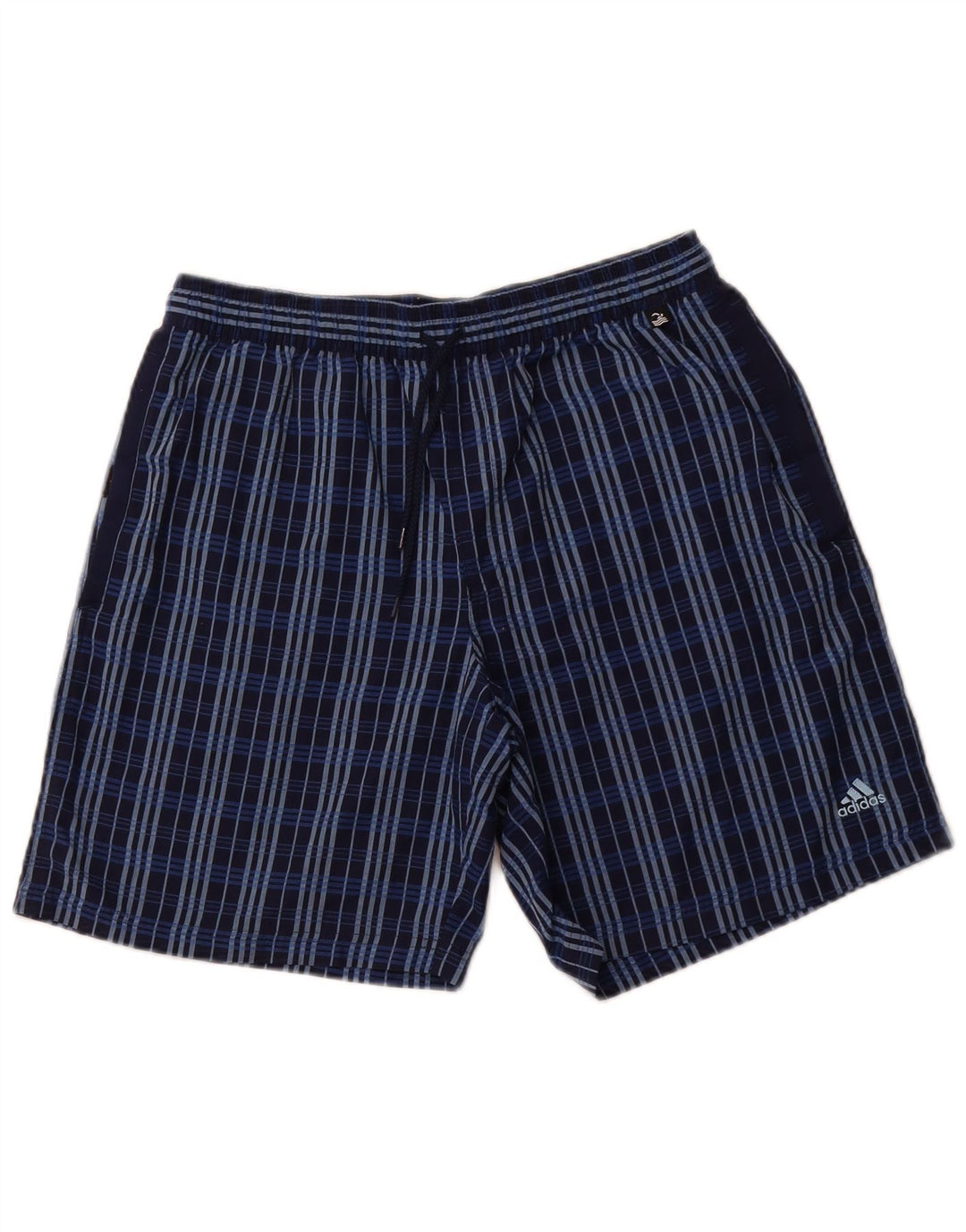 Shorts de natação masculino Adidas médio azul marinho xadrez poliéster