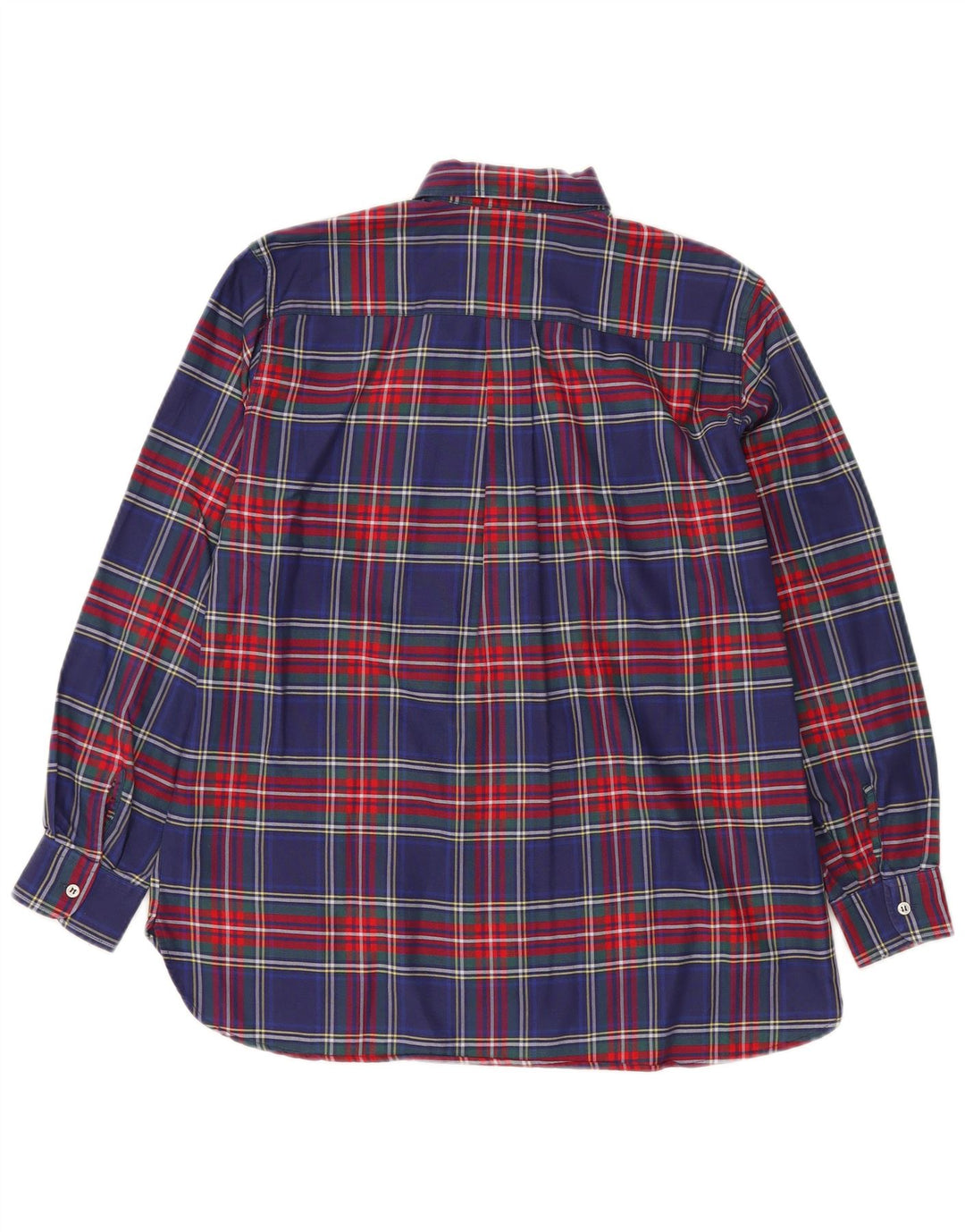 Camisa masculina Benetton pequena xadrez azul de algodão