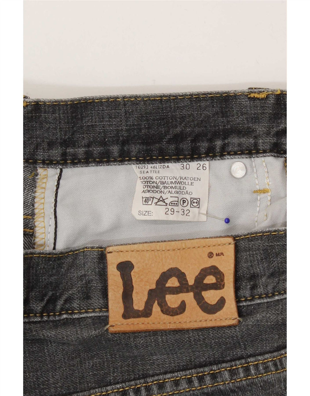 Jeans retos femininos Lee W29 L32 algodão cinza