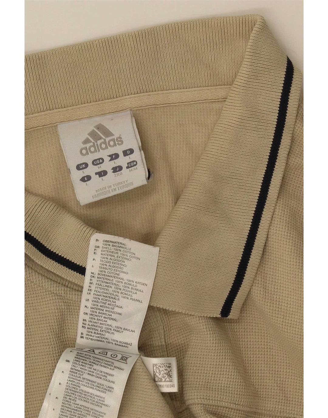 Camisa polo masculina Adidas grande algodão listrado bege